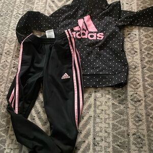 Adidas girls black and pink jumpsuit size 6 used
